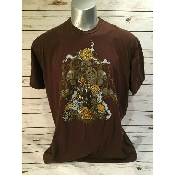 Shirt Woot Humor - Robot Chained to Throne Time Travel Machine Man Sprockets 3XL - Picture 2 of 5